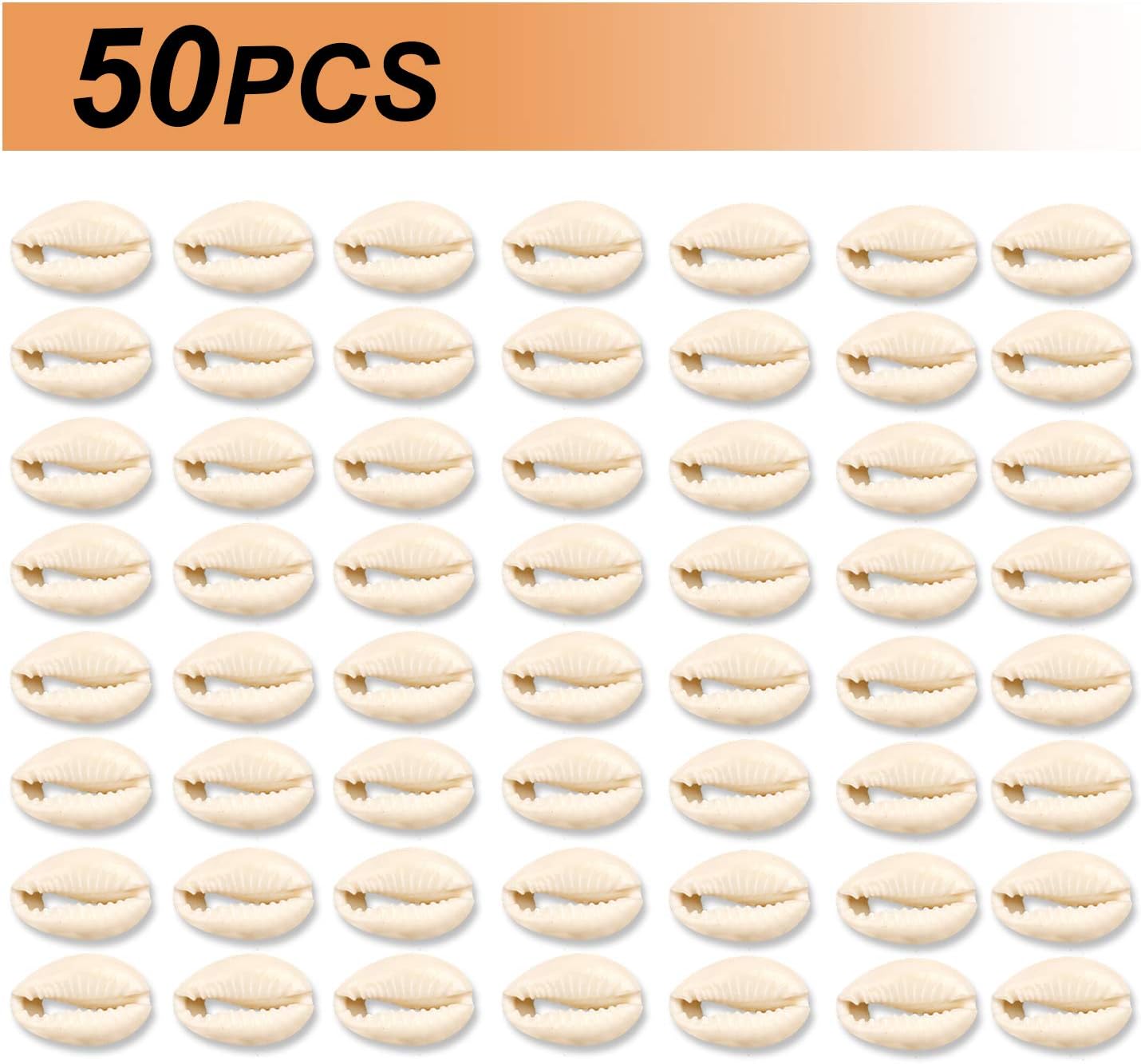 50Pcs White Natural Spiral Beads Sea Shells Ocean Summer Cowrie Sea Shells Cowrie Shells Charms and Beads for DIY Craft Jewelry Making Accessories