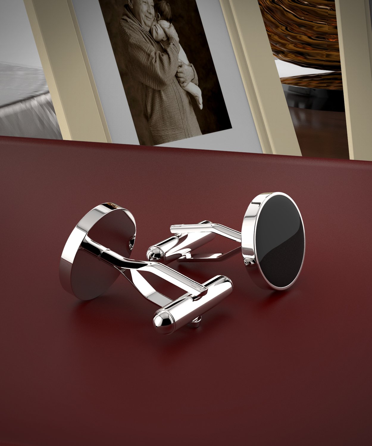 UHIBROS Jewelry Stainless Steel Classic Tuxedo Shirt Cufflinks for Men Unique Business Wedding White (Black)