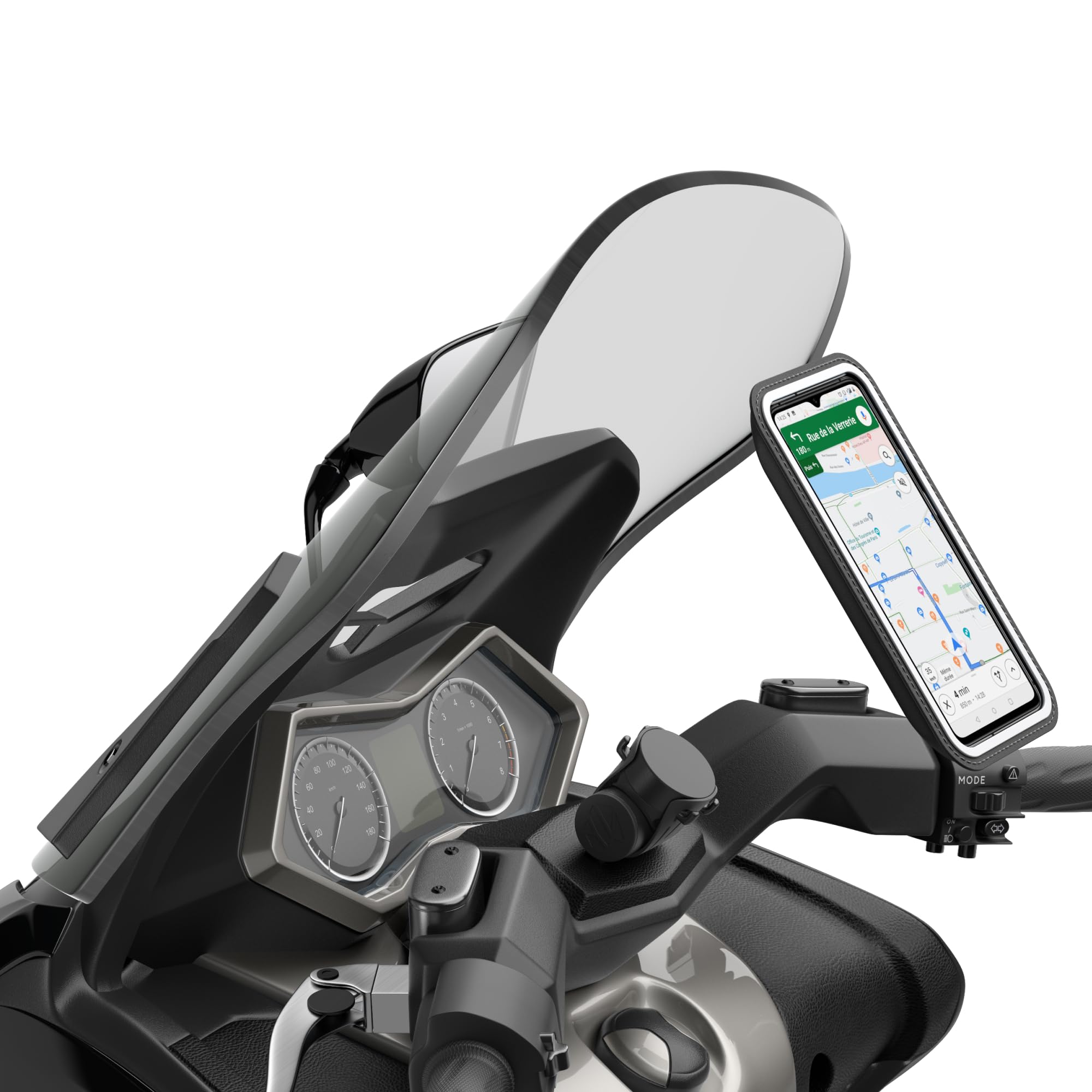 Shapeheart Innovation Française, Support Smartphone Magnétique Pour Scooter Et Maxi Scooter, Tableau De Bord Central. Universel, Protège De La Pluie, Compatible Toute Marques