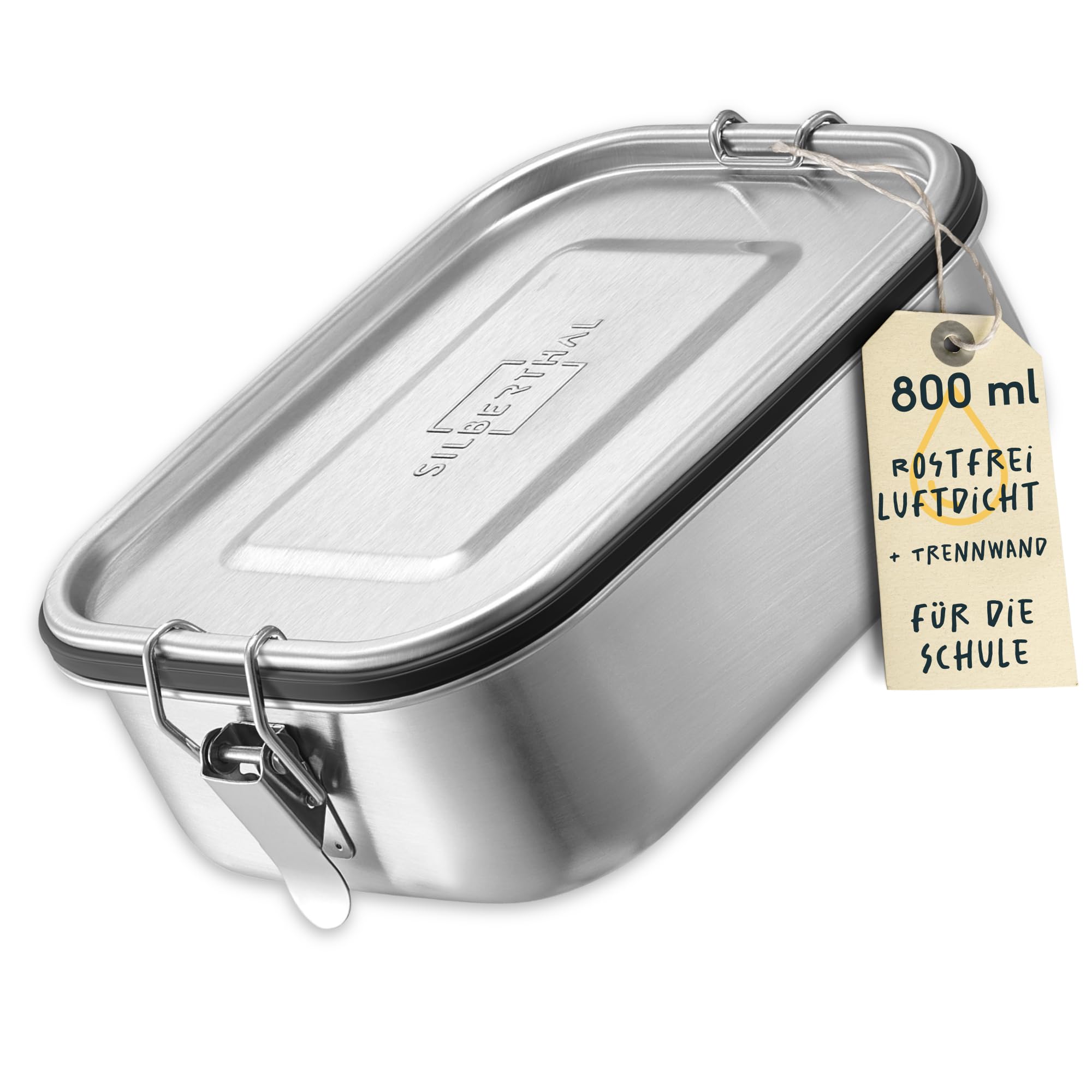 SILBERTHAL Stainless steel lunch box for Children with compartments – small snack box 800ml – leak-proof…