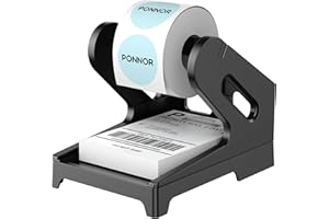 PONNOR Label Holder Thermal Label Holder for Rolls and Fanfold Labels Shipping Label Stand Desktop Printer Accessory Supplies for Home, Office (Black)