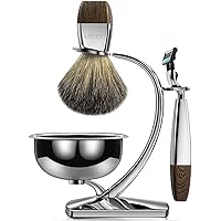 GRUTTI Luxury Safety Razor Shaving Kit for Men, with Shaving Bowl, 100% Badger Brush, Shave Razor Stand and Manual Safety Raz