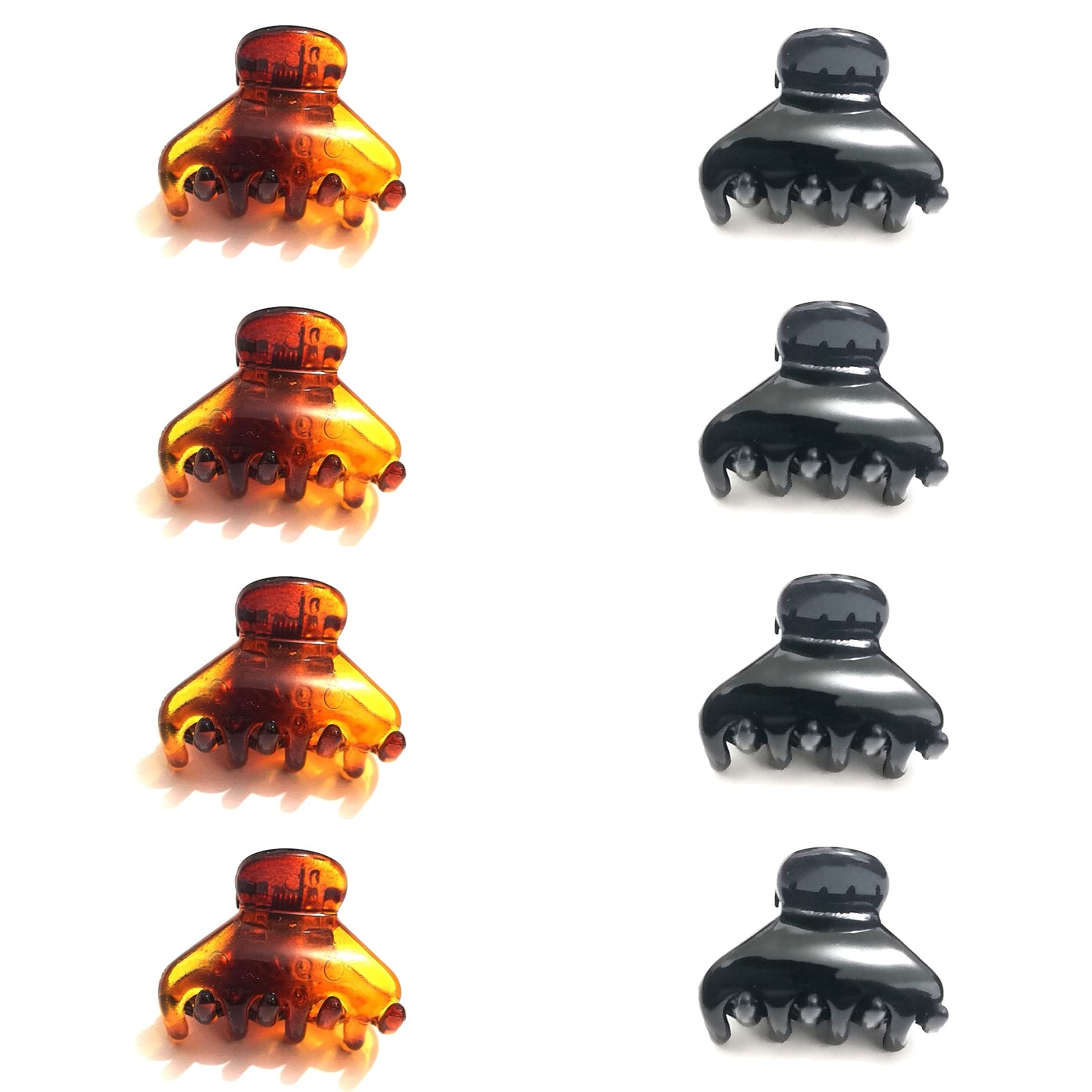 8pcs Hair Claw Clips Small Strong Plastic Non slip for Thick and Thin Hair Clips Grips Womens Girls Accessories Size 2.5cm (4pcs Black, 4pcs Brown)