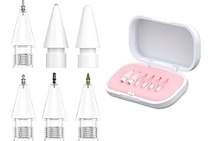 6-Pack Replacement Pencil Tips for Apple Pencil Pro/ 2nd Gen/ 1st Gen/USB C, Needle Pencil Tips with Case, Precise Control Ti