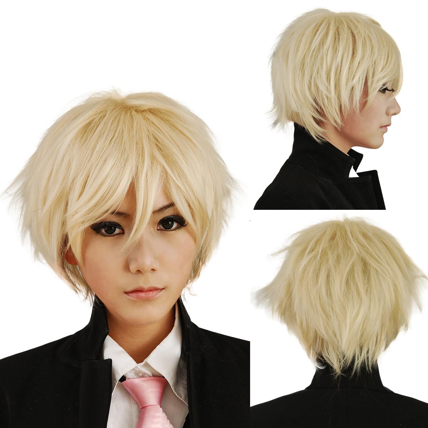 YEESHEDO Unisex Short Bob Anime Blonde Cosplay Wigs Full Natural Layer Straight Fluffy Hair Costume Party Fancy Dress Wig — image 1
