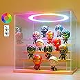 LANSCOERY Acrylic Display Case with Color Changing LED Light, Clear 5 Tier Organization, Dustproof Wooden Display Box, Exclusive Showcase for Collectibles, Mini Figures and Funko Pop, 11.8x11x11.8inch