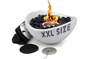 KEYSTONE PEAK Firepit - New - Concrete Tabletop Fire Pit for Indoor and Outdoor - Multi-Fuel Fire Bowl - Small Personal Fireplace for Patio Balcony and Coffee Table - White