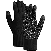 Sofvoyami Winter Gloves for Men-Thermal Touchscreen Gloves Warm Knit Running Driving Hiking Gloves with Anti-Slip Grip