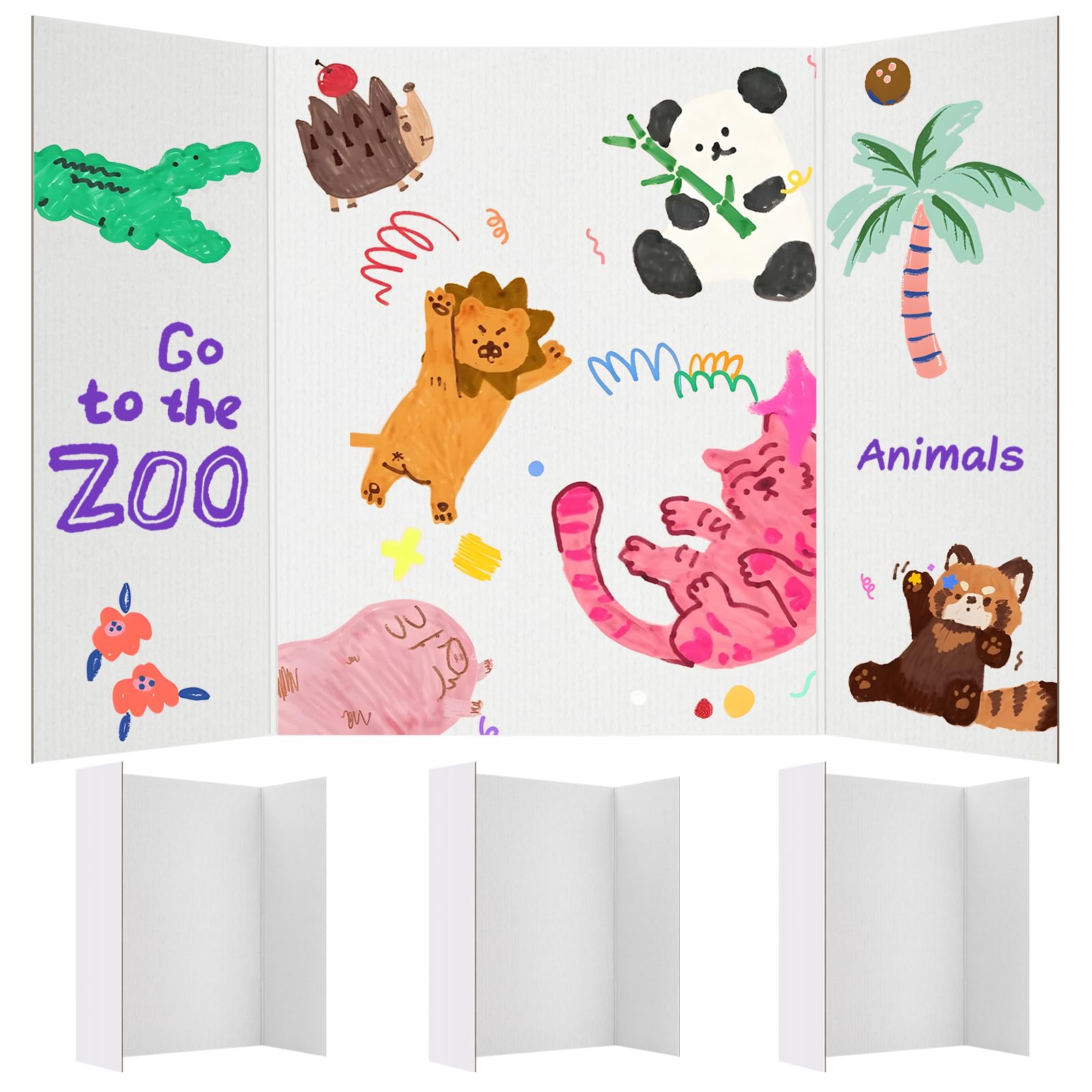 Photo 1 of JEFURE 3 Per Pack Trifold Poster Board, 24" × 16" Inch White Cardboard Sheets for School Projects, Science Fair, Business Events