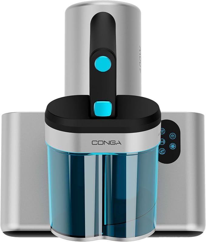 Aspiratore Antiacaro Battimaterasso - Aspirapolvere Conga Rockstar 4000 Mattress. ForceSonic 400W, 13 kPa, Luce UV-C, Heat Tech, Spazzola Power Brush, Cavo 5m, Doppio serbatoio, Aromaterapia