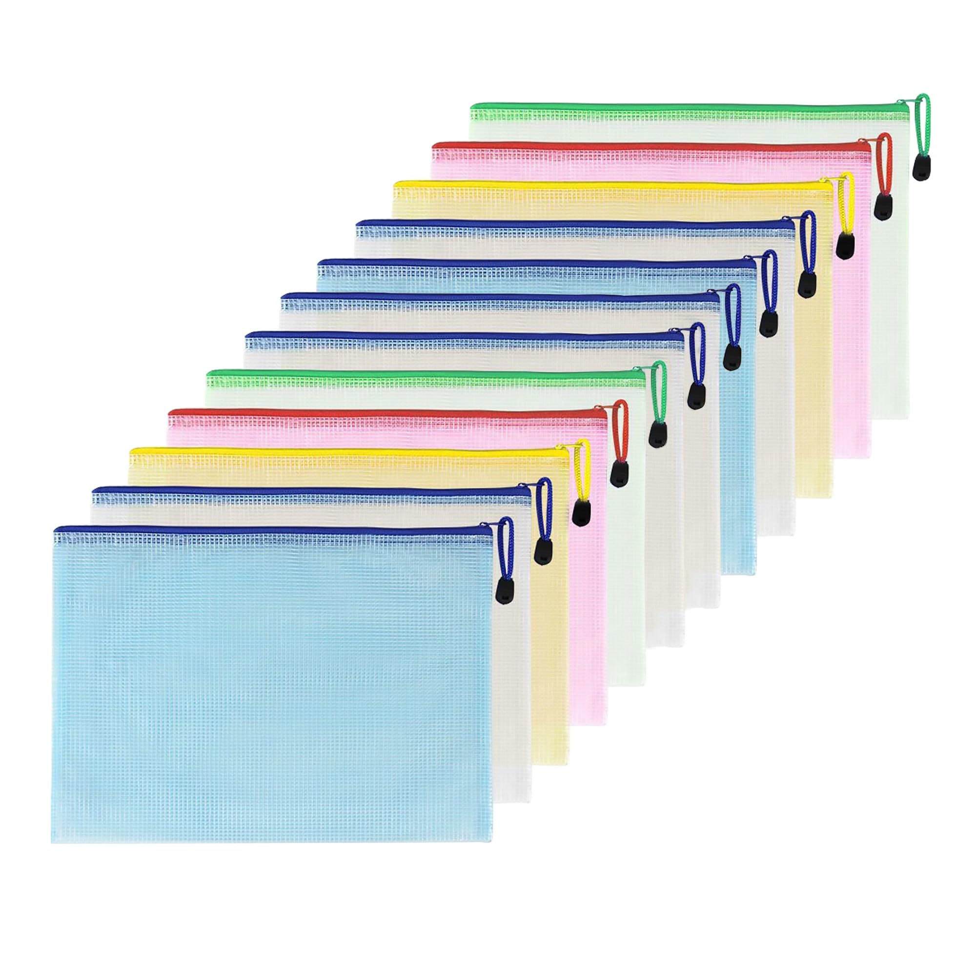 Taiyeestar 12 PCS A5 Plastic Zip Wallets, A5 File Zip Bags, Zip Pouches, Document Wallet File Zipper Bags, Plastic Wallets Foldersfor School Office/Homework/Travel