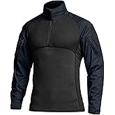 CQR Men's Combat Shirt Tactical 1/4 Zip Long Sleeve Military BDU Shirts Camo EDC Top with Pockets