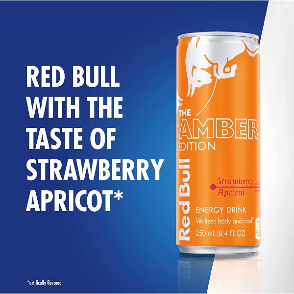 RED BULL ENERGY DRINK, THE AMBER EDITION, STRAWBERRY APRICOT, 8.4 FL OZ
