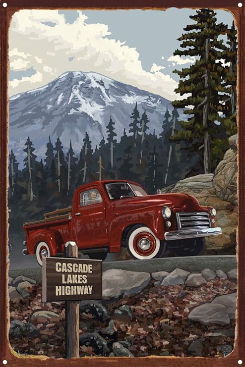 Amazon.com: Cascade Lakes Highway Oregon Truck with Mountain Rustic