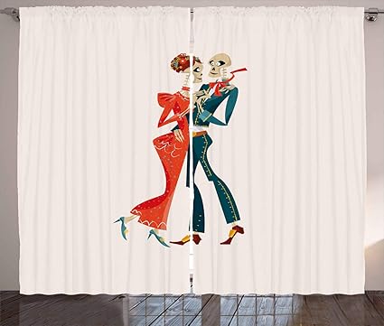 Amazon Com Ambesonne Day Of The Dead Curtains Dancing Dead