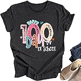 OCURHU 100th Day of School Shirt for Women 101 Day of School Tshirt Short Sleeve Graphic Teacher Outifits