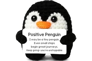 MJDYTYT Birthday Gifts for Women Men, Handmade Crochet Positive Penguin-Emotional Cheer Support Gift for Graduation，Anniversary, Valentines Day, Christmas, Discharge, Home Decor (Black Penguin)