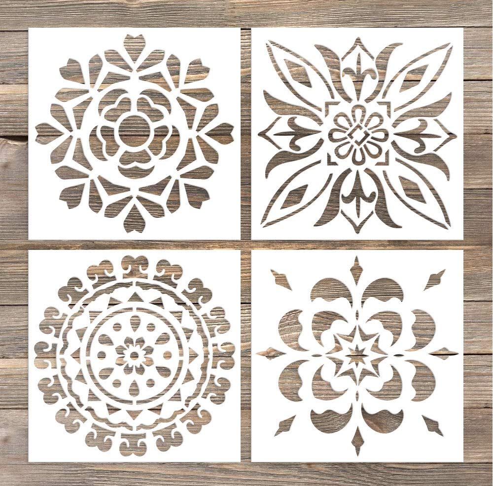 G GSS Designs GSS Designs Pack of 4 Wall Stencils 6x6 Inch Laser