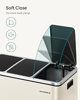 SONGMICS 3 x 18 L Kitchen Bin 3 Compartment Steel Sand Beige LTB054A02 view 5