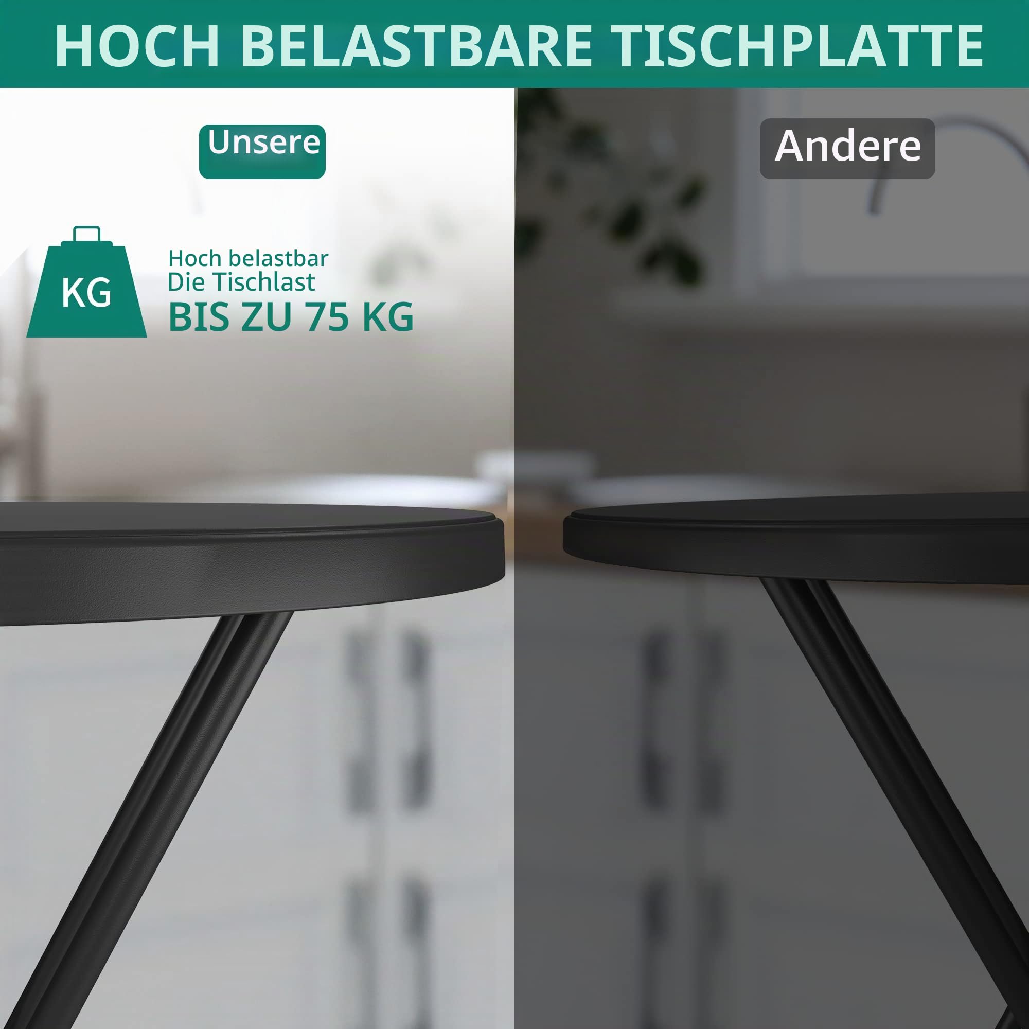 YITAHOME 80cm Gartentisch, Runder Klapptisch, Balkontisch Klappbar, Campingtisch Wetterfest für Outdoor Party Strand BBQ, mit Rostfreie Metallrahmen, 80 x 80 x 74cm, Schwarz 5