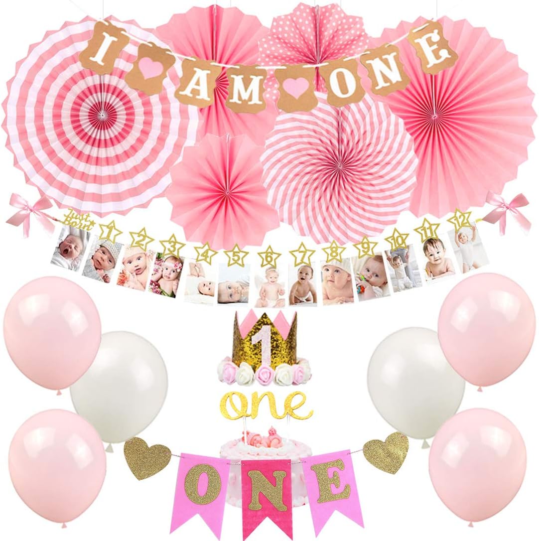 Amazon Com Kreatwow First Birthday Girl Decorations 1st