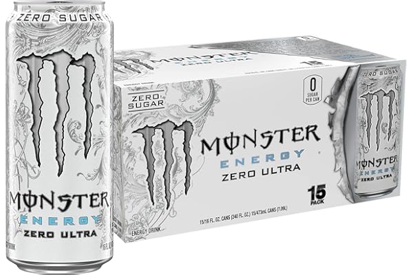 Monster Energy Zero Ultra, Sugar Free Energy Drink, 16 Fl oz (Pack of 15)