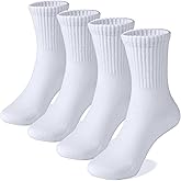 COTTON DAY Unisex School Kids Boys Girls Soft Cotton Black White Gray Navy Khaki Athletic Socks with Retro Stripes