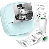 Gloryang JD-23 Sticker Printer, Mini Portable Thermal Printer Print Pod, Inkless Bluetooth Label Maker Machine for DIY Crafts, Journaling, Office & Home Use, Includes 2 Rolls Sticker Paper
