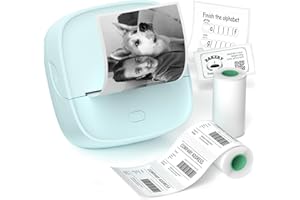 Gloryang JD-23 Sticker Printer, Mini Portable Thermal Printer Print Pod, Inkless Bluetooth Label Maker Machine for DIY Crafts, Journaling, Office & Home Use, Includes 2 Rolls Sticker Paper