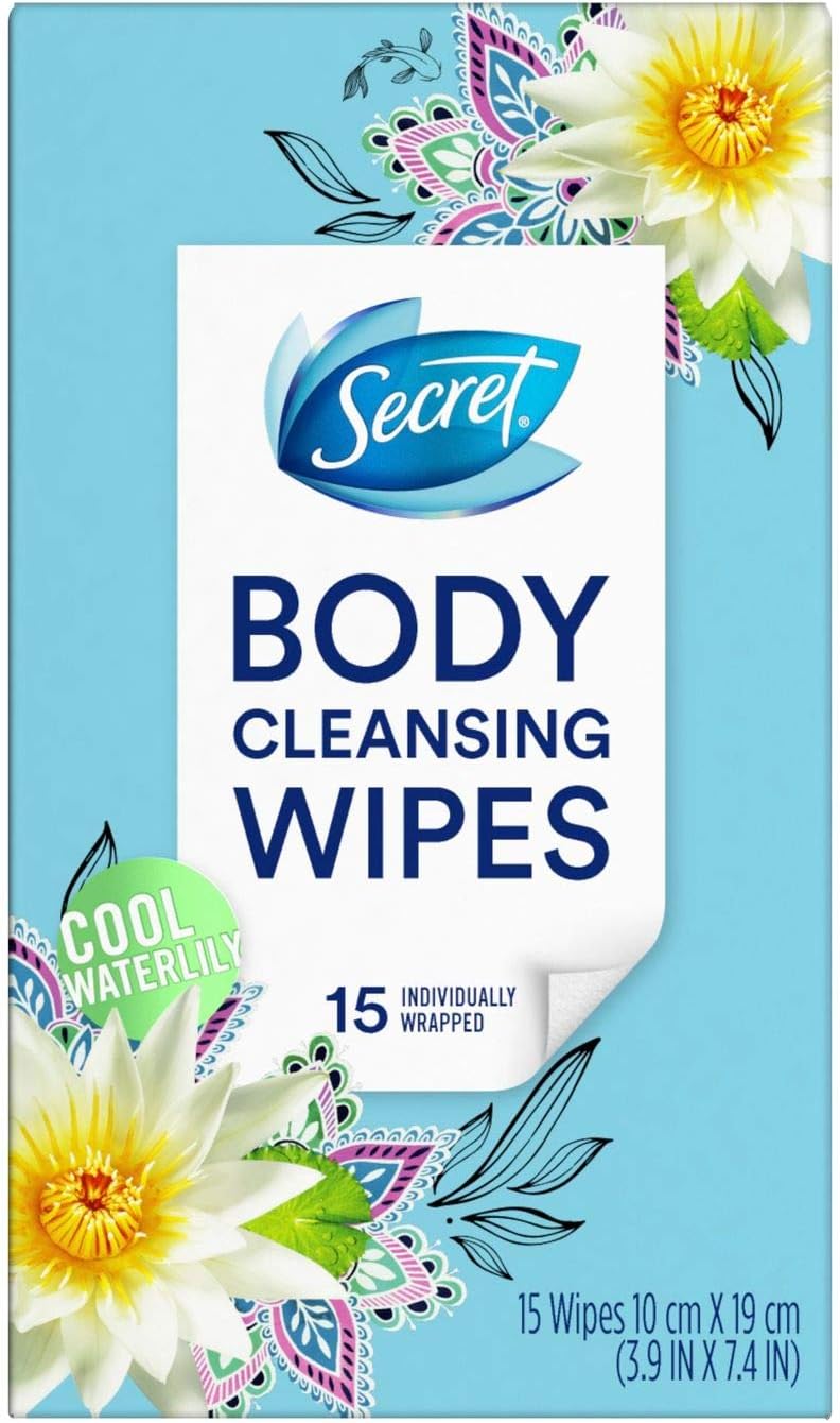 Secret Body Cleansing Wipes, Cool Waterlily, 15 Ea, 15count
