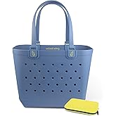 Velvet Wing Large Rubber Beach Tote Bag – Waterproof Rubber Tote Bag with Holes for Sand-Free Beach Days, Pool & Travel