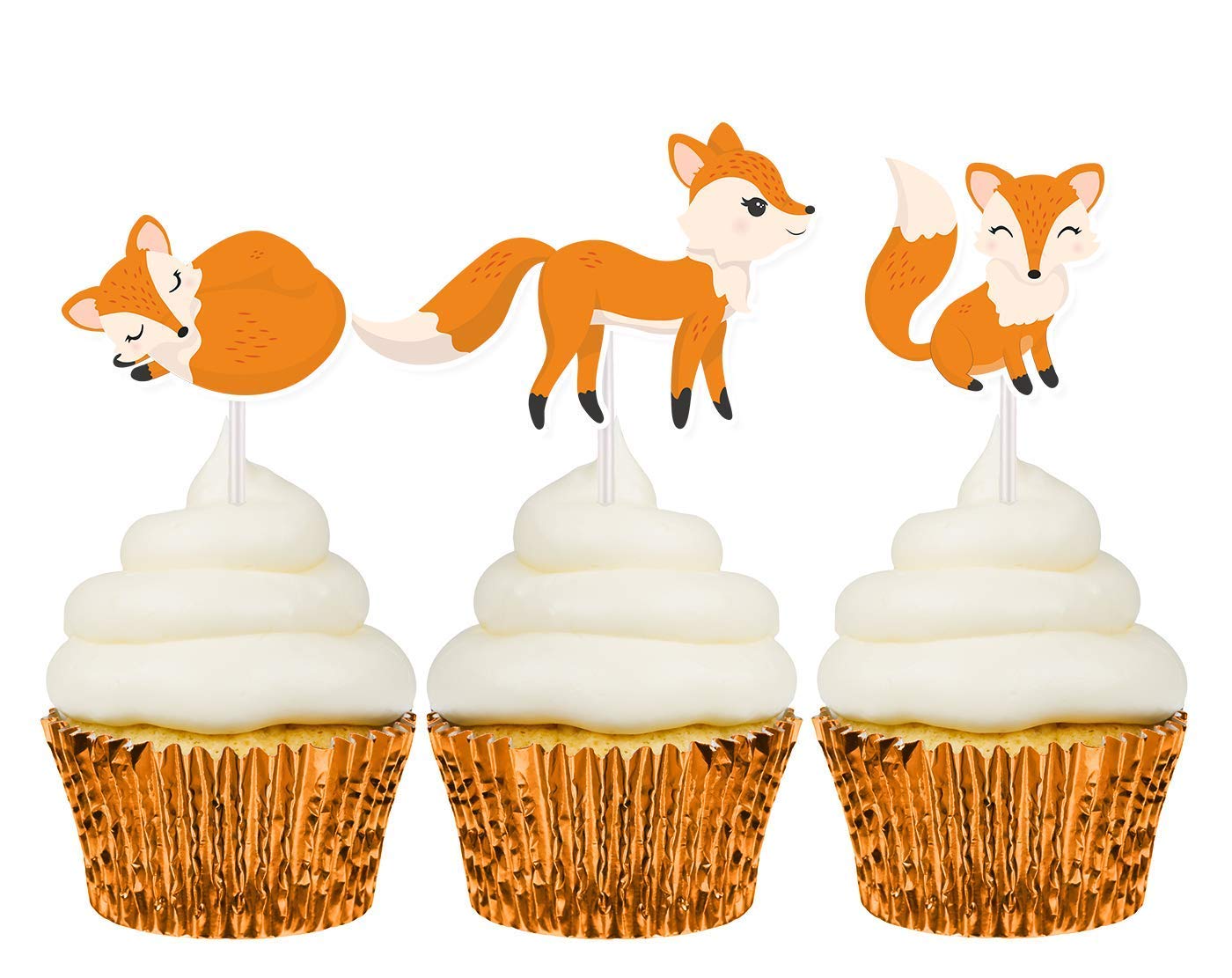 Amazon Com Fox Baby Shower Cupcake Toppers 12 Ct Woodland