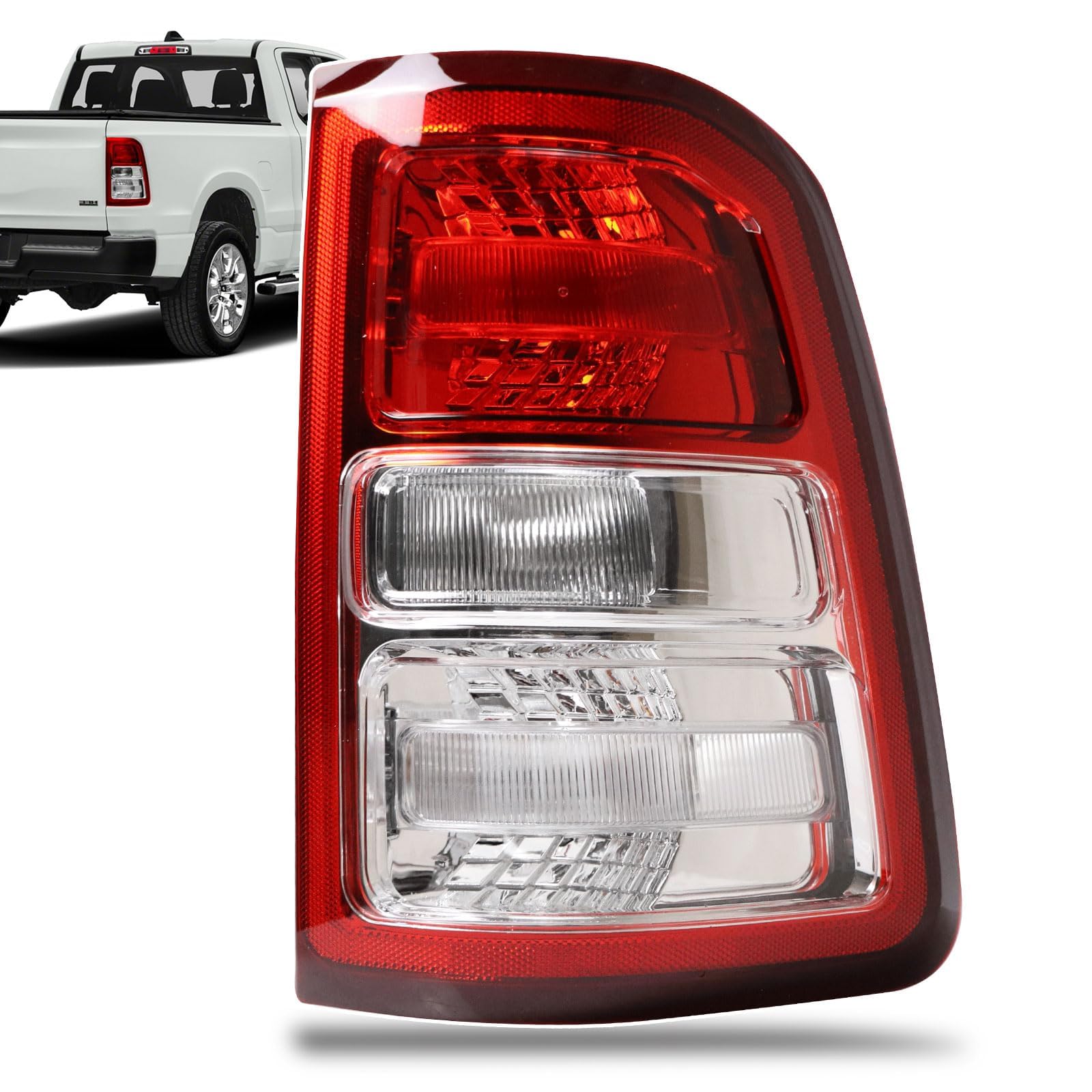 Photo 1 of Lathsy Tail Light Chrome Bezel Compatible With 2019-2023 Dodge Ram 1500 Right Passenger Side Taillight Replace 55112988AE