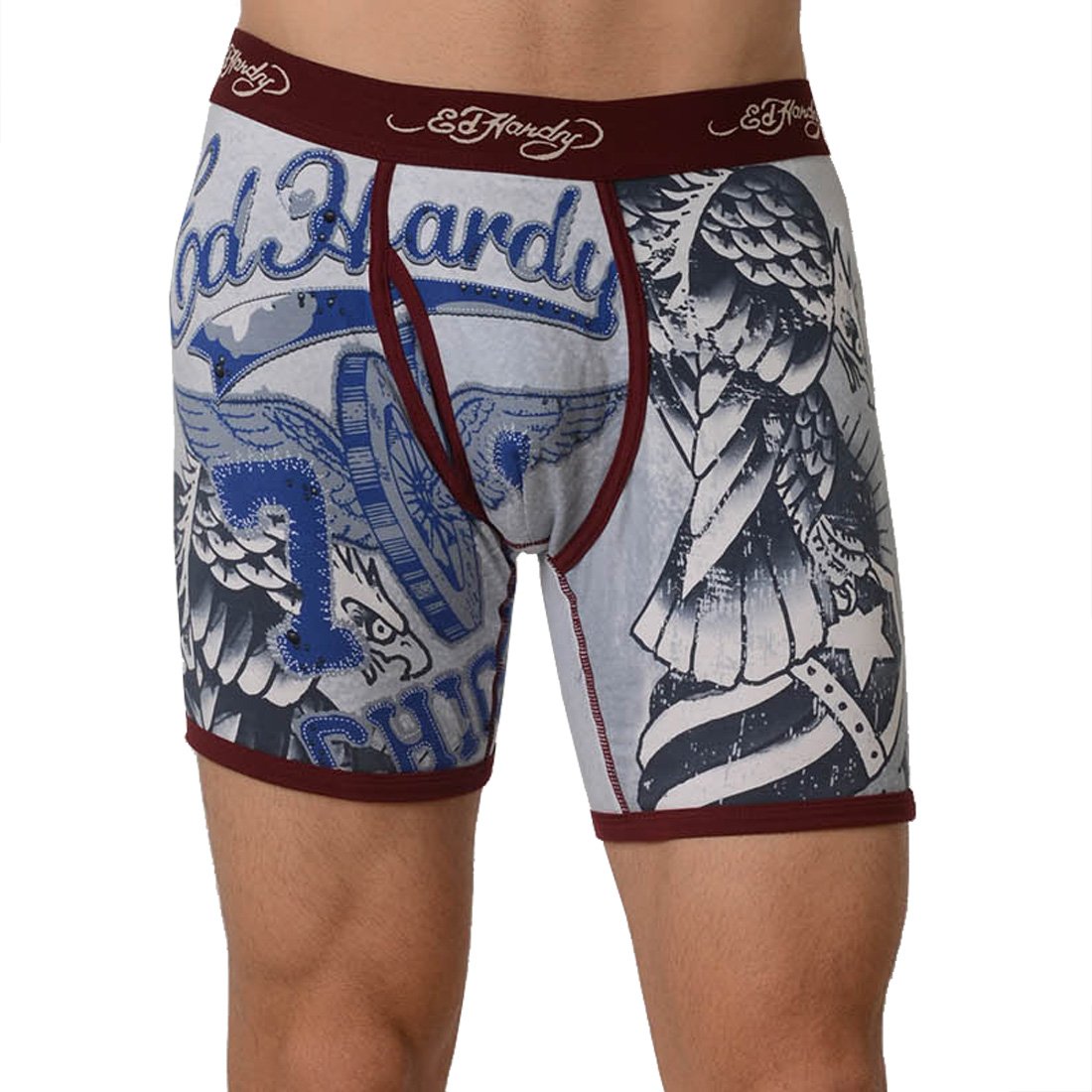 Ed Hardy Men's Bold Eagle Premium Boxer Brief - Maroon