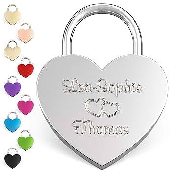 LIEBESSCHLOSS-FACTORY Liebes Herzschloss silber mit Gravur, gratis Geschenk-Box uvm. Jetzt graviertes Schloss selbst gestalte