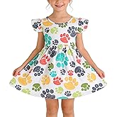 Yuromoon Toddler Girls Casual Dress Universe Black Print Dresses Flutter Sleeve Clothes 2-8Y