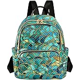 ALAZA Teal Green Turquoise Blue Scales Mini Backpack Purse for Women Travel Bag Lightweight Shoulder Bag Fashion Daypack