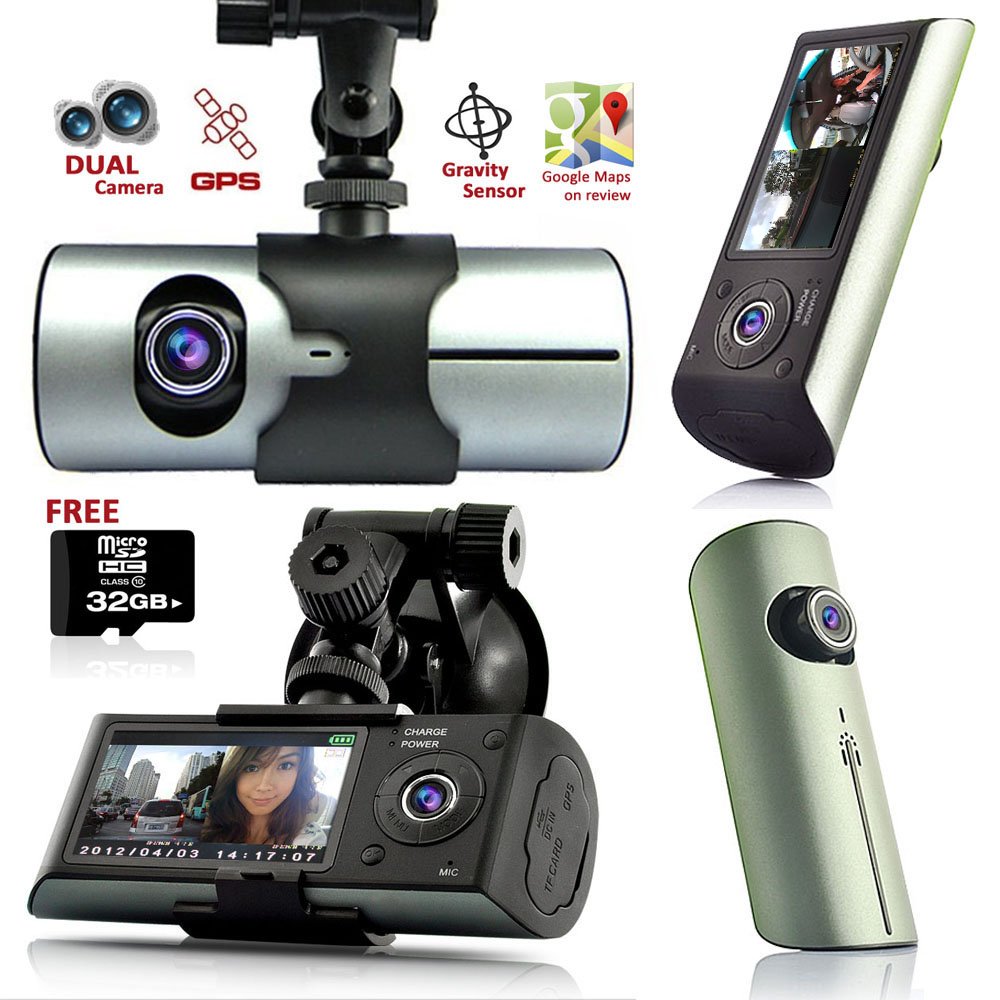 Indigi GPS Tracker Dash-Cam Dual Camera Driving Recorder Support Google Map ~Free 32GB~