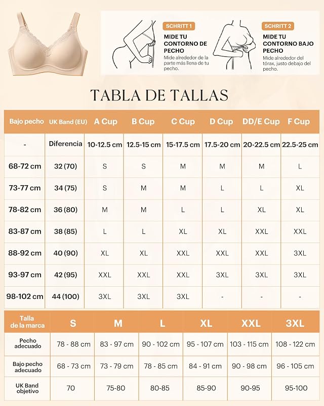 Soutien Confortável Sem Aro Renda Soutien Feminino Dia a Dia de Verão Bege L