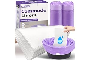 QLTYTOY Commode Liners with Absorbent Pads,60 Commode Bags+60 Powerful Absorbent Pads,Scented Portable Toilet Bags Potty Chair Liners Fits All Bedside Potty Chair,Bedpan,Bucket,Leak-Proof &Odor-Free,No Mess