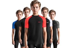 Exxact Sports Kids BJJ Rash Guard Short Sleeve, Ranked No Gi Jiu Jitsu Compression Shirt for Boys & Girls for MMA, Wrestling