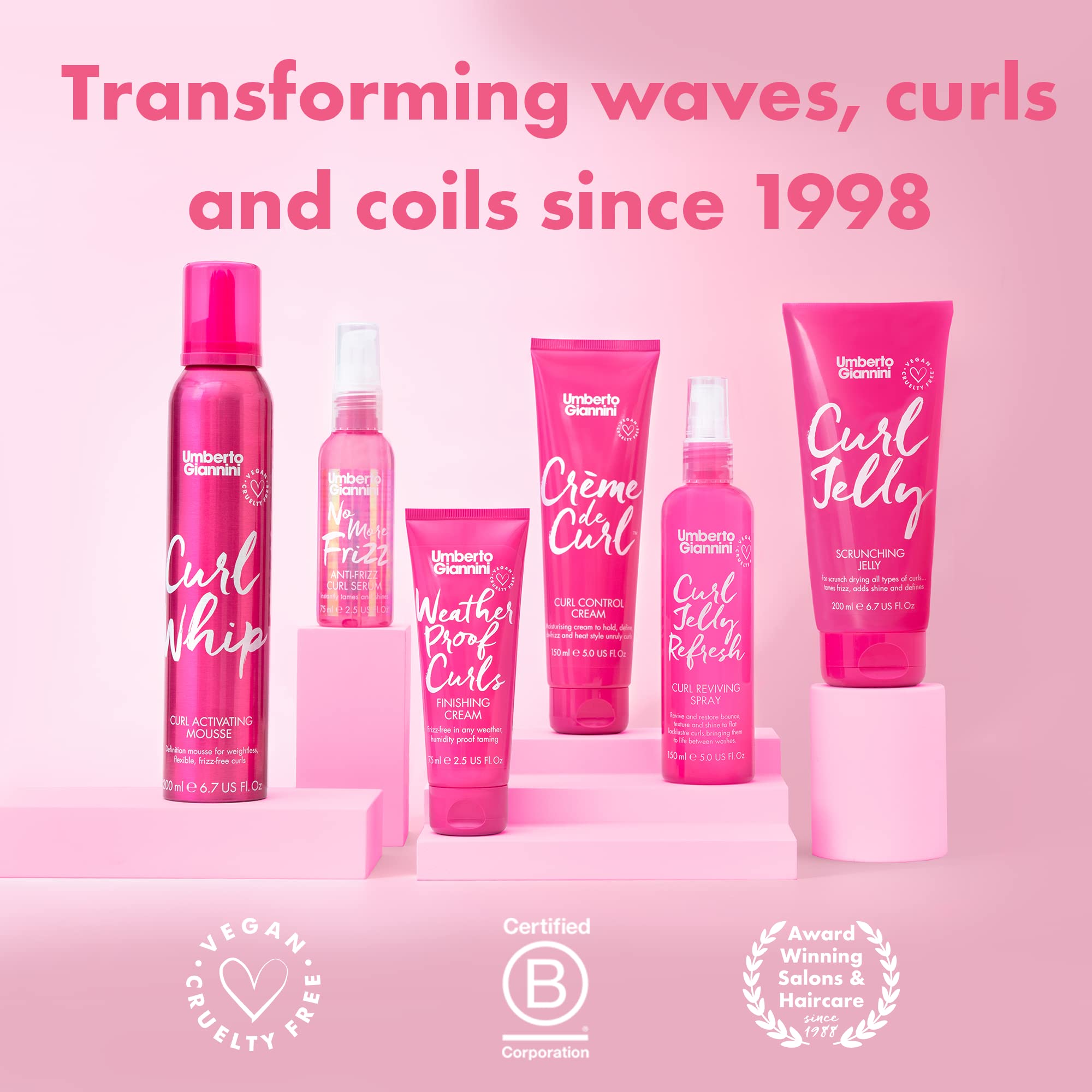 Umberto Giannini Curl Jelly Refresh - Curl Refreshing Styling Spray for Zero Frizz, Defined Curls - Moisturising Spray & Scrunch Curl and Wavy Hair Styling