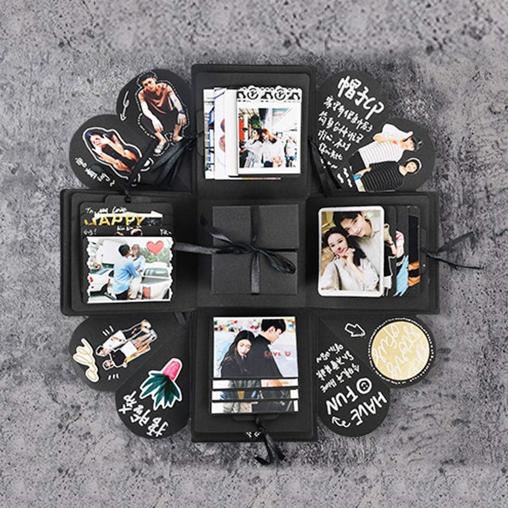 Kicpot Creative Explosion Boite Cadeau Amour De Memoire Diy Album Photo Comme Anniversaire Une Surprise About Love Noir Open Avec 35 6 Cm 35 6 Cm 11 9 Cm Cuisine Maison Albums Et Recharges