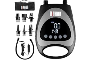 Niphean Paddle Board Pump, 20PSI Electric Air Pump for Sup 12V DC Pompe Paddle Board Auto-Off Electrique Sup Pump High Pressu