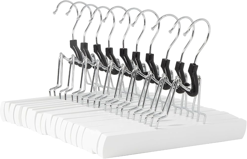 Amazon Basics Wooden Pants Hangers 10-Pack 25 cm White