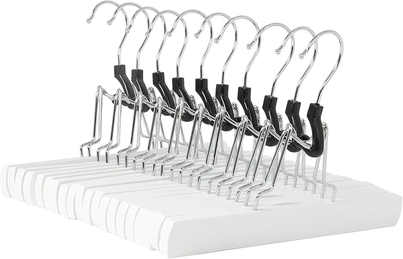 Amazon Basics Wooden Pants Hangers 10-Pack 25 cm White