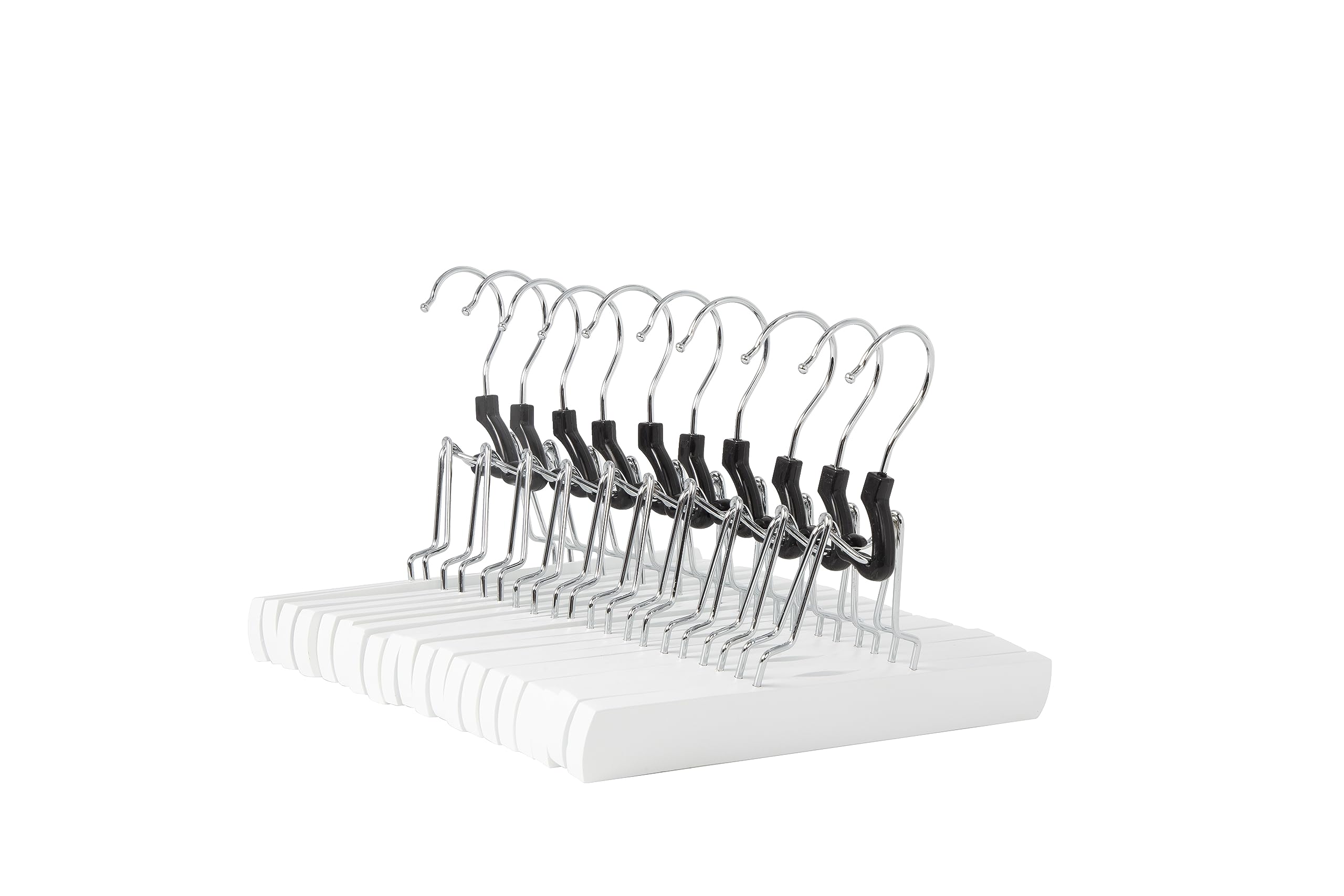 Photo 1 of Amazon Basics Wooden Pants Hangers - White, 10-Pack