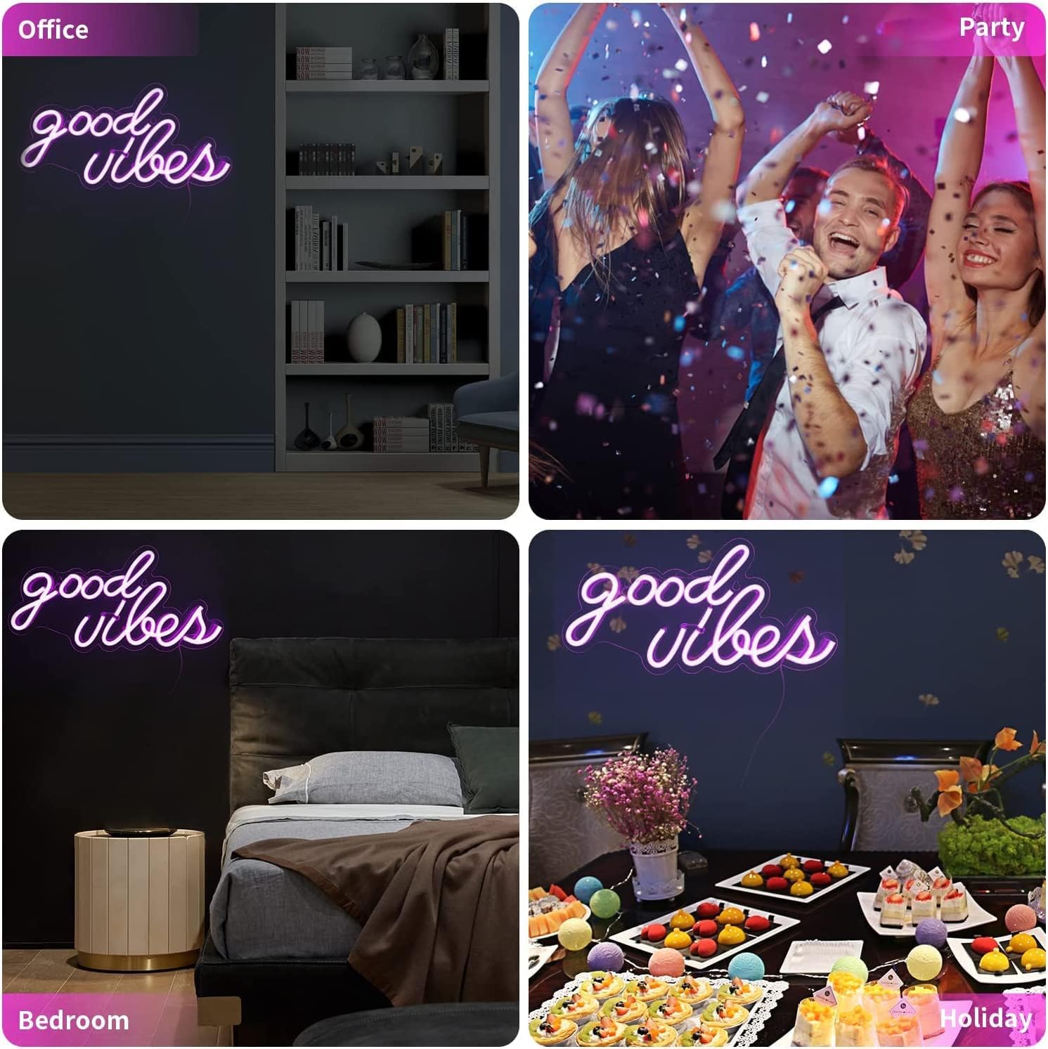 DECANIT Pink Good Vibes Neon Sign，16.1