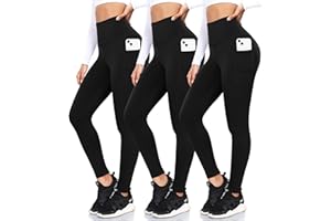 iaoja 3 Pack High Waisted Leggings with Pockets for Women-Soft Tummy Control Pants for Running Yoga Workout Leggings