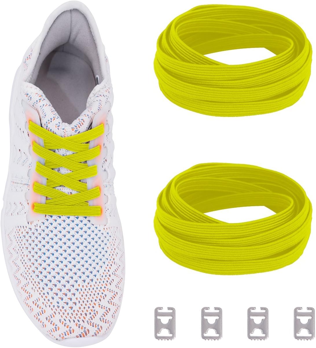 No Tie Shoelaces with Elastic Band and Stainless Steel Tabs